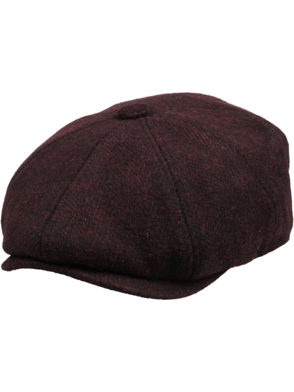 Classic 8 Panel Wool Blend Newsboy Cap - Tweed & Herringbone Baker Boy Hat